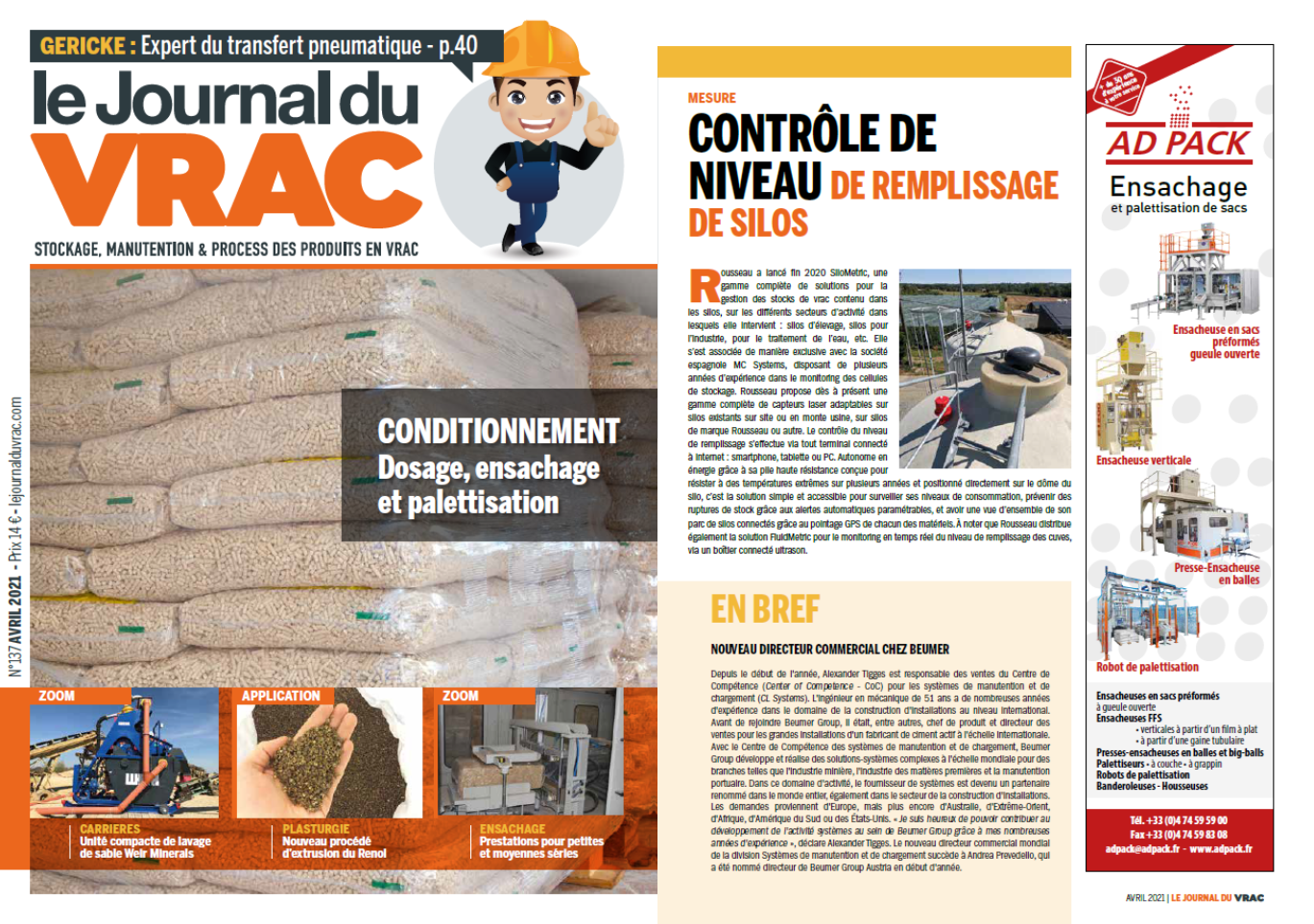 AD PACK dans le JOURNAL DU VRAC